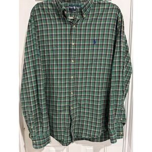 Ralph Lauren Men's Green Plaid Button Up Size XL